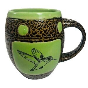 Green Hummingbird Coffee/Teal Ceramic Artisan Mug byAlways Azul  Pottery